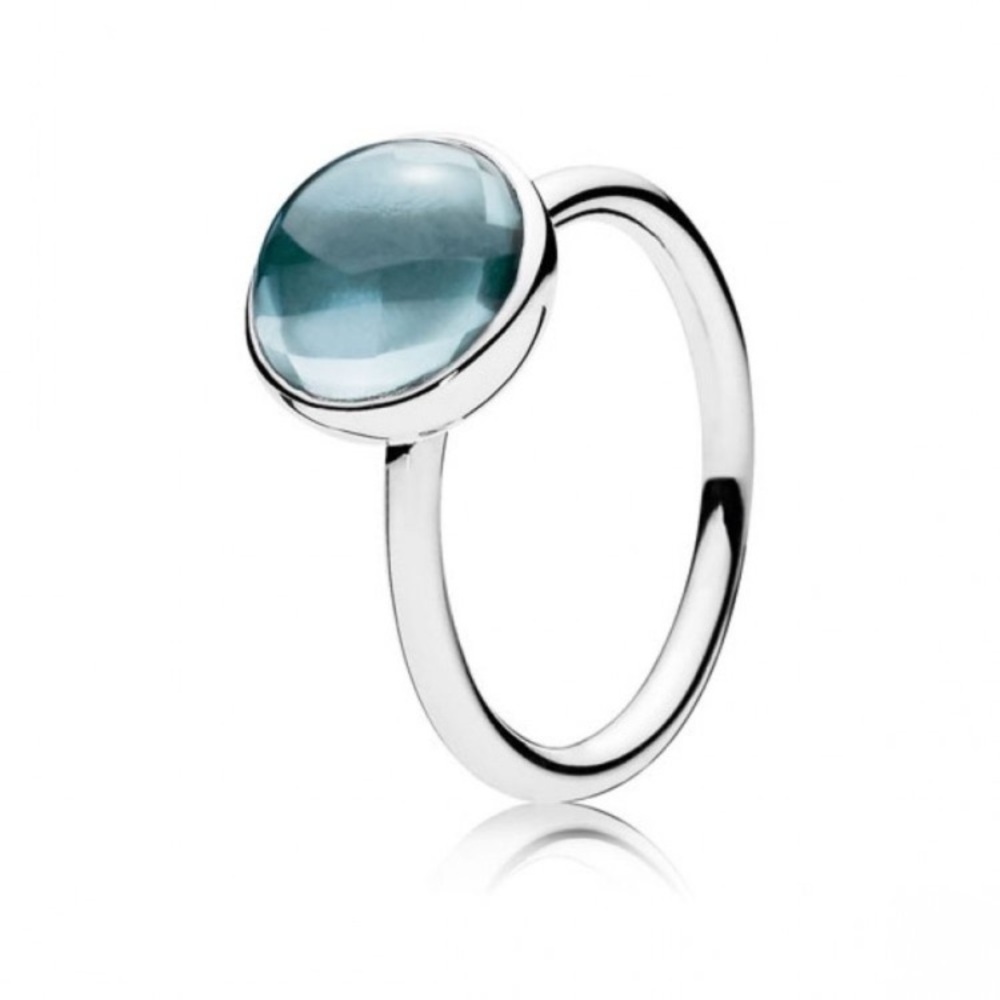 Pandora 925 Silver Poetic Droplet Blue Ring